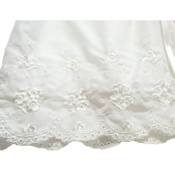 VTG Baby Christening Robe Dress Cover Up Coat Eyelet Lace Embroidered Flowers - Picture 9 of 14